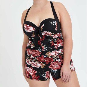 Torrid plus size swimsuit romper 3x wired floral bathing suit